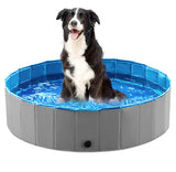 Jasonwell Foldable Dog Pet Bath Pool Collapsible Dog Pet Pool Bathing Tub Kiddie Pool Doggie Wading Pool for Puppy Small Medium Large Dogs Cats and Kids 32" Grey