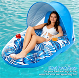Jasonwell Pool Floats with Canopy - Inflatable Pool Float Adult Lounger Floaties Raft Floating Chair for Swimming Pool Lake Water Lounge Float with Cup Holders Beach Pool Party Toys for Adults - Jasonwell
