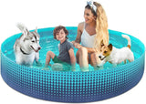 Jasonwell Foldable Dog Kiddie Pool - Hard Plastic Kids Paddling Pool Toddler Baby Swimming Pool for Backyard Collapsible Whelping Box Pet Doggie Cats Wading Pool Bathtub for Puppy Large Dogs 79In