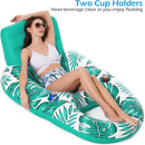 Jasonwell Inflatable Pool Float Adult - Pool Floaties Lounger Floats Raft Floating Chair Water Floaties for Swimming Pool Lake Lounge Float with Cup Holders Beach Pool Party Toys for Adults (T-Green)