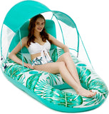 Jasonwell Pool Floats with Canopy - Inflatable Pool Float Adult Lounger Floaties Raft Floating Chair for Swimming Pool Lake Water Lounge Float with Cup Holders Beach Pool Party Toys for Adults