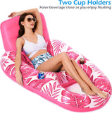 Jasonwell Inflatable Pool Float Adult - Pool Floaties Lounger Floats Raft Floating Chair Water Floaties for Swimming Pool Lake Lounge Float with Cup Holders Beach Pool Party Toys for Adults (T-Rose)