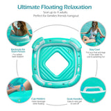 Jasonwell Floating Island Pool Float - Inflatable 4-Person Swimming Pool Lounger Raft River Lake Floaties Relaxation Water Floats with Cupholders Big Multi Person Tropical Party Toys for Adults Kids (Copy) - Jasonwell