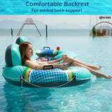 Jasonwell Inflatable River Tube Float - 2 Person Heavy Duty River Float Pool Floats with Removable Cooler Lake Water Tubes for Floating River Raft Lounge Floatie with 2 Cup Holders for Adults - Jasonwell