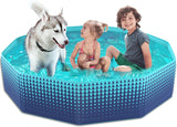 Jasonwell Foldable Dog Kiddie Pool - Hard Plastic Kids Paddling Pool Toddler Baby Swimming Pool for Backyard Collapsible Whelping Box Pet Doggie Cats Wading Pool Bathtub for Puppy Large Dogs 40In