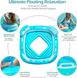 Jasonwell Floating Island Pool Float - Inflatable 4-Person Swimming Pool Lounger Raft River Lake Floaties Relaxation Water Floats with Cupholders Big Multi Person Tropical Party Toys for Adults Kids