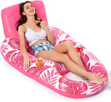 Jasonwell Inflatable Pool Float Adult - Pool Floaties Lounger Floats Raft Floating Chair Water Floaties for Swimming Pool Lake Lounge Float with Cup Holders Beach Pool Party Toys for Adults (T-Rose)