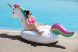 Jasonwell Giant Inflatable Unicorn Pool Float Floatie Ride On with Fast Valves Large Rideable Blow Up Summer Beach Swimming Pool Party Lounge Raft Decorations Toys Kids Adults