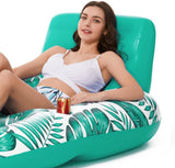 Jasonwell Inflatable Pool Float Adult - Pool Floaties Lounger Floats Raft Floating Chair Water Floaties for Swimming Pool Lake Lounge Float with Cup Holders Beach Pool Party Toys for Adults (T-Green)
