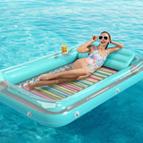 Inflatable Tanning Pool Lounger Float - Jasonwell 4 in 1 Sun Tan Tub Sunbathing Lounge Raft Floatie Toys Water Filled Bed Mat Pad for Adult Blow Up Kiddie Kids Ball Pit XL - Jasonwell