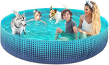 Jasonwell Foldable Dog Kiddie Pool - Hard Plastic Kids Paddling Pool Toddler Baby Swimming Pool for Backyard Collapsible Whelping Box Pet Doggie Cats Wading Pool Bathtub for Puppy Large Dogs 97In