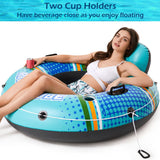 Jasonwell Inflatable River Tube Float - Heavy Duty River Float Pool Floats Lake Premium Water Tubes for Floating Recreational River Raft Lounge Floaties with 2 Cup Holders for Adult