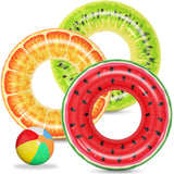 Jasonwell Inflatable Pool Floats Kids - 3 Pack Floaties Pool Tubes Swim Rings Fruit Water Floaty Watermelon Kiwi Orange Inflatable Pool Toys Float for Swimming Pool Party Lake Beach Kids Adults