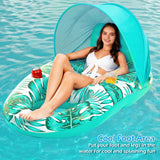 Jasonwell Pool Floats with Canopy - Inflatable Pool Float Adult Lounger Floaties Raft Floating Chair for Swimming Pool Lake Water Lounge Float with Cup Holders Beach Pool Party Toys for Adults - Jasonwell