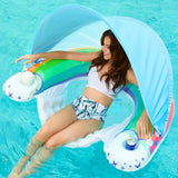Jasonwell Pool Float with Canopy - Inflatable Pool Floaties Adult Floating Pool Chair Lounge Floats for Swimming Pool Water Chair Pool Lounger with Cup Holders Pool Toy Party Floaty for Adults - Jasonwell