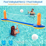 Jasonwell Pool Toys Games Set - 3 in 1 Pool Volleyball Net Basketball Hoop Ring Toss Game Inflatable Floats Water Floating Volleyball Swimming Pools Party Game Accessories Toy Gift Kids Teens Adults