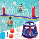 Jasonwell Pool Toys Games Set - 3 in 1 Pool Volleyball Net Basketball Hoop Ring Toss Game Inflatable Floats Water Floating Volleyball Swimming Pools Party Game Accessories Toy Gift Kids Teens Adults