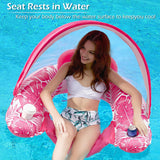 Jasonwell Pool Float with Canopy - Inflatable Pool Floaties Adult Floating Pool Chair Lounge Floats for Swimming Pool Water Chair Pool Lounger with Cup Holders Pool Toy Party Floaty for Adults