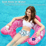 Jasonwell Inflatable Pool Float Chair - 2Pack Floating Pool Chair Lounge Floats for Swimming Pool Water Chair Pool Lounger with Cup Holder Pool Toy Party Floaties for Adults (GR-XL)