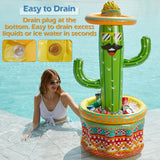 Jasonwell Inflatable Pool Party Cooler - Fiesta Cactus Ice Bucket Luau Hawaiian Tropical Beach Themed Birthday Easter Party Decorations Favors Supplies Decor Blow Up Drink Cooler Outdoor Kids - Jasonwell