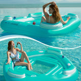Jasonwell Floating Island Pool Float - Inflatable 4-Person Swimming Pool Lounger Raft River Lake Floaties Relaxation Water Floats with Cupholders Big Multi Person Tropical Party Toys for Adults Kids (Copy) - Jasonwell