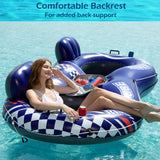 Jasonwell Inflatable River Tube Float - 2 Person Heavy Duty River Float Pool Floats with Removable Cooler Lake Water Tubes for Floating River Raft Lounge Floatie with 2 Cup Holders for Adults - Jasonwell
