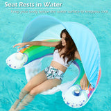 Jasonwell Pool Float with Canopy - Inflatable Pool Floaties Adult Floating Pool Chair Lounge Floats for Swimming Pool Water Chair Pool Lounger with Cup Holders Pool Toy Party Floaty for Adults - Jasonwell