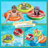 Jasonwell Inflatable Pool Floats Kids - 2 Pack Floaties Pool Tubes Swim Rings Fruit Water Floaty Watermelon Kiwi Inflatable Pool Toys Float for Swimming Pool Party Lake Beach Adults