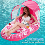 Jasonwell Pool Floats with Canopy - Inflatable Pool Float Adult Lounger Floaties Raft Floating Chair for Swimming Pool Lake Water Lounge Float with Cup Holders Beach Pool Party Toys for Adults (Rose)