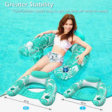 Jasonwell Inflatable Pool Float Chair - Pool Floaties Floating Pool Chair Lounge Floats for Swimming Pool Water Chair Pool Lounger with Cup Holder Pool Toy Party Floaty Adults (TropicalGreen-L)