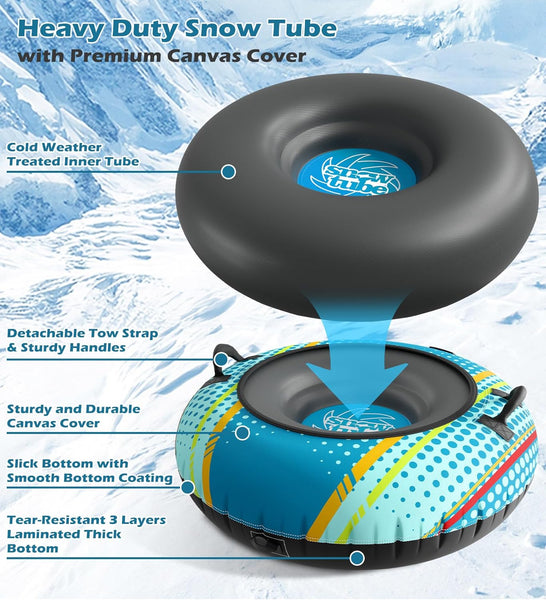 Jasonwell Inflatable Snow Tube Sled - Heavy Duty Snow Tubes for Sleddi