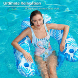 Jasonwell Pool Float with Canopy - Inflatable Pool Floaties Adult Floating Pool Chair Lounge Floats for Swimming Pool Water Chair Pool Lounger with Cup Holders Pool Toy Party Floaty for Adults (Bl-XL) - Jasonwell