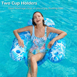 Jasonwell Pool Float with Canopy - Inflatable Pool Floaties Adult Floating Pool Chair Lounge Floats for Swimming Pool Water Chair Pool Lounger with Cup Holders Pool Toy Party Floaty for Adults (Bl-XL) - Jasonwell