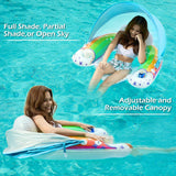 Jasonwell Pool Float with Canopy - Inflatable Pool Floaties Adult Floating Pool Chair Lounge Floats for Swimming Pool Water Chair Pool Lounger with Cup Holders Pool Toy Party Floaty for Adults - Jasonwell