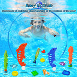 Jasonwell Pool Rings Diving Toys - 28PCS Swimming Thru Pool Diving Game Toys with Dive Rings Underwater Treasures Torpedo Bandits Fish Toys etc Fun Water Swim Toys for Boys Girls Kids Teens Adults 3C