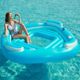 Jasonwell Floating Island Pool Float - Inflatable 4-Person Swimming Pool Lounger Raft River Lake Floaties Relaxation Water Floats with Cupholders Big Multi Person Tropical Party Toys for Adults Kids