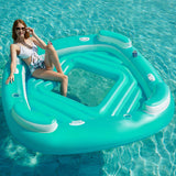 Jasonwell Floating Island Pool Float - Inflatable 4-Person Swimming Pool Lounger Raft River Lake Floaties Relaxation Water Floats with Cupholders Big Multi Person Tropical Party Toys for Adults Kids (Copy) - Jasonwell