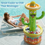 Jasonwell Inflatable Pool Party Cooler - Fiesta Cactus Ice Bucket Luau Hawaiian Tropical Beach Themed Birthday Easter Party Decorations Favors Supplies Decor Blow Up Drink Cooler Outdoor Kids - Jasonwell