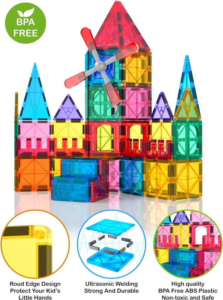 Jasonwell 100pcs Magnetic Tiles Building Blocks Set for Boys Girls Pre