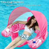 Jasonwell Pool Float with Canopy - Inflatable Pool Floaties Adult Floating Pool Chair Lounge Floats for Swimming Pool Water Chair Pool Lounger with Cup Holders Pool Toy Party Floaty for Adults