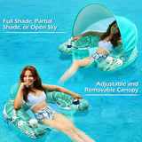 Jasonwell Pool Float with Canopy - Inflatable Pool Floaties Adult Floating Pool Chair Lounge Floats for Swimming Pool Water Chair Pool Lounger with Cup Holders Pool Toy Party Floaty for Adults (Gr-XL) - Jasonwell