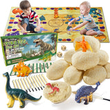 Dinosaur Eggs Dig Kit Toys - 12 Dino Fossil Eggs Excavation Kit w Play Mat for Kids Easter Party Favor Basket Stuffers STEM Toy Christmas Birthday Gift for Boys Girls Age 3 4 5 6 7 8 9 10 + Years Old