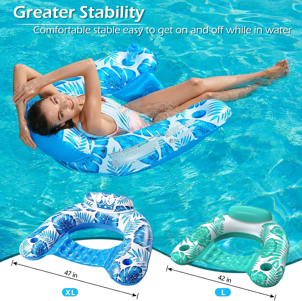 Jasonwell Inflatable Pool Float Chair - 2Pack Floating Pool Chair Loun