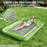 Inflatable Tanning Pool Lounger Float - Jasonwell 4 in 1 Sun Tan Tub Sunbathing Pool Lounge Raft Floatie Toys Water Filled Tanning Bed Mat Pad for Adult Blow Up Kiddie Pool Kids Ball Pit Pool (KR-XXL)