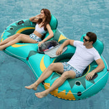 Jasonwell Inflatable River Tube Float - 2 Person Heavy Duty Pool Float With Removable Cooler, Lake Water Tubes for Floating, Raft Lounge Floatie With 2 Cup Holders for Adults - Jasonwell