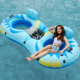 Jasonwell Inflatable River Tube Float - 2 Person Heavy Duty Pool Float With Removable Cooler, Lake Water Tubes for Floating, Raft Lounge Floatie With 2 Cup Holders for Adults
