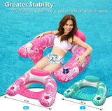 Jasonwell Inflatable Pool Float Chair - 2Pack Floating Pool Chair Lounge Floats for Swimming Pool Water Chair Pool Lounger with Cup Holder Pool Toy Party Floaties for Adults (GR-XL)