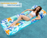 Jasonwell Inflatable Pool Float Lounge - 2 Pack Floaties Rafts for Adults Floating Lounger Sun Tanning Floats Cool Water Floaty Swimming Lake Beach Party Toys (BlueBeige)