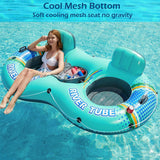 Jasonwell Inflatable River Tube Float - 2 Person Heavy Duty River Float Pool Floats with Removable Cooler Lake Water Tubes for Floating River Raft Lounge Floatie with 2 Cup Holders for Adults - Jasonwell