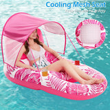 Jasonwell Pool Floats with Canopy - Inflatable Pool Float Adult Lounger Floaties Raft Floating Chair for Swimming Pool Lake Water Lounge Float with Cup Holders Beach Pool Party Toys for Adults (Rose)
